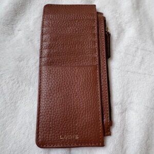 Lodis Catalina long stacker leather card holder in brown pebbled leather